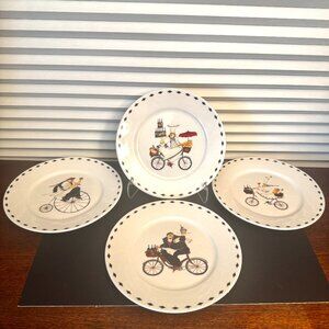 Oneida Kitchen "Chefs to Go" Set 4 Rimmed Salad/Desert Plates 2004 Jennifer Gara